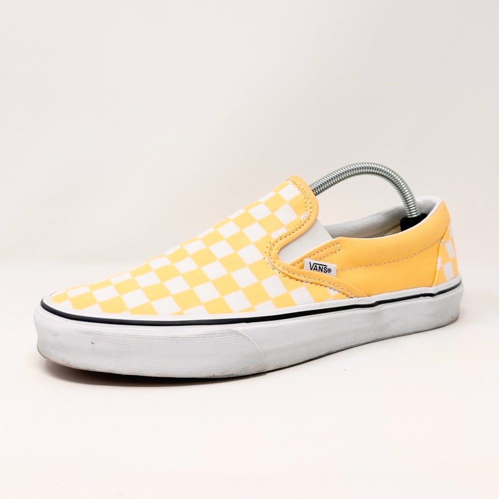 EUC Vans Yellow/White Checkerboard 9.5M/11W Slip-ons PLS READ DESCRIPTION